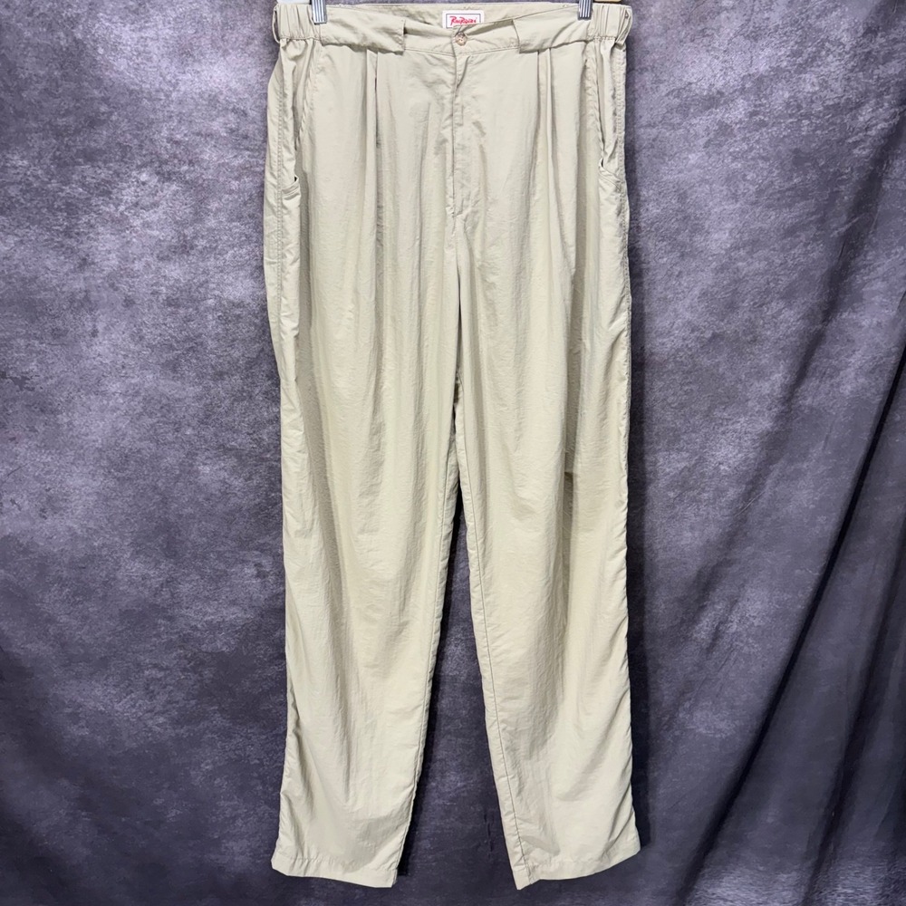 RailRiders Nylon Pleated Hiking Pants Mens XL Tan Quick Dry Trekking Gorpcore